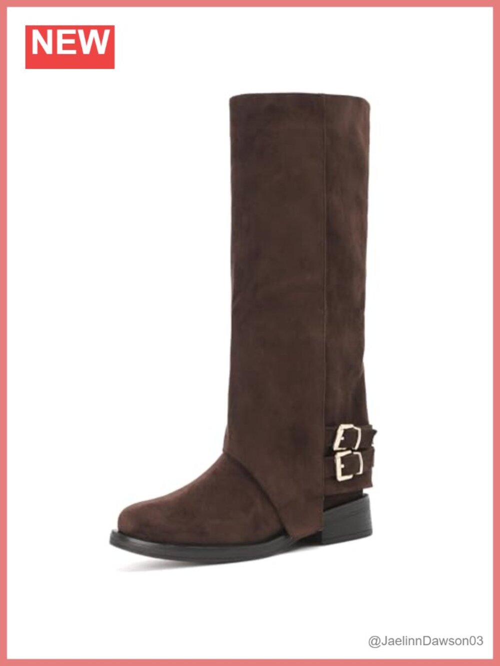 Women's Knee High Faux Suede Fold Over Boots Block Heel Round Toe Tall